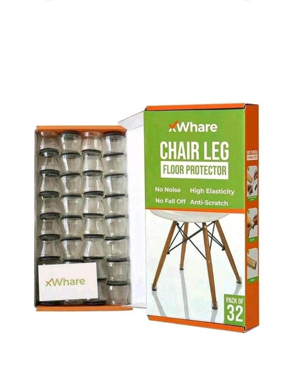 32 Pcs Clear Silicone Chair Leg Floor Protectors Hardwood Floors Protects L Size